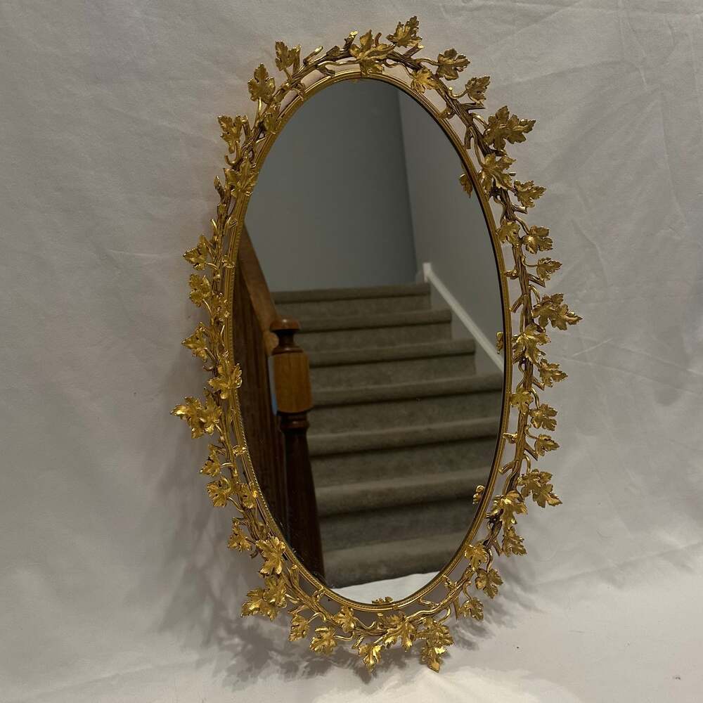 Vintage Hollywood Regency Gold Mirrored Dresser Tray or Wall Mirror, 1960s RARE - Picture 5 of 16